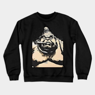 Puff Sumo:  Puff Sumo Smoking a Cigar Crewneck Sweatshirt